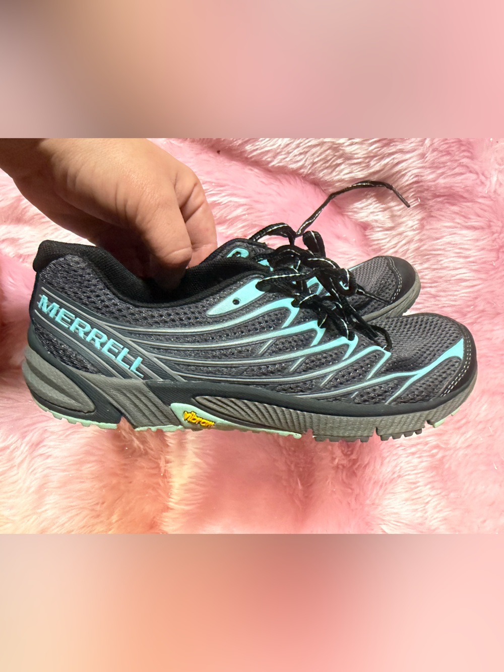 Merrell Women's Black and Teal Trail Sneakers